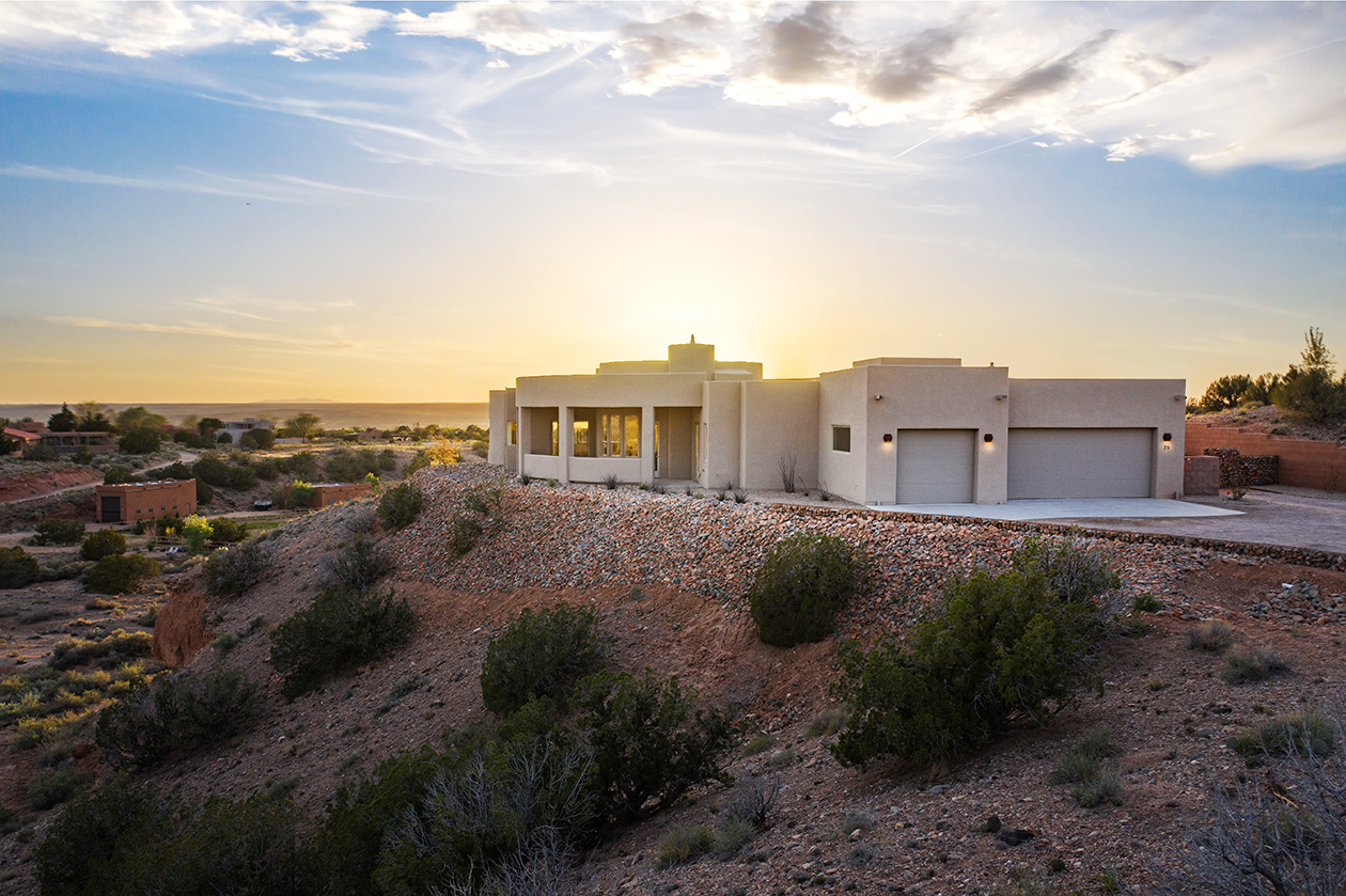 Dusk in New Mexico - Southwestern Home on Cliffside